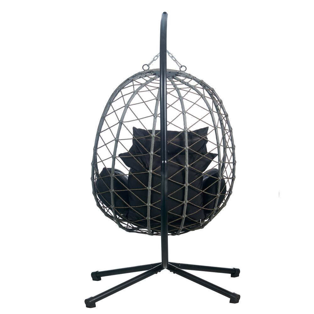 Single Person Egg Swing Chair in Grey Steel Frame With Removable Cushions. Picture 5