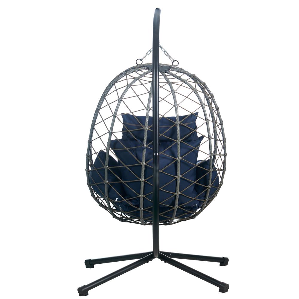 Single Person Egg Swing Chair in Grey Steel Frame With Removable Cushions. Picture 5