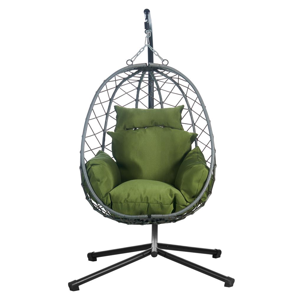 Single Person Egg Swing Chair in Grey Steel Frame With Removable Cushions. Picture 3