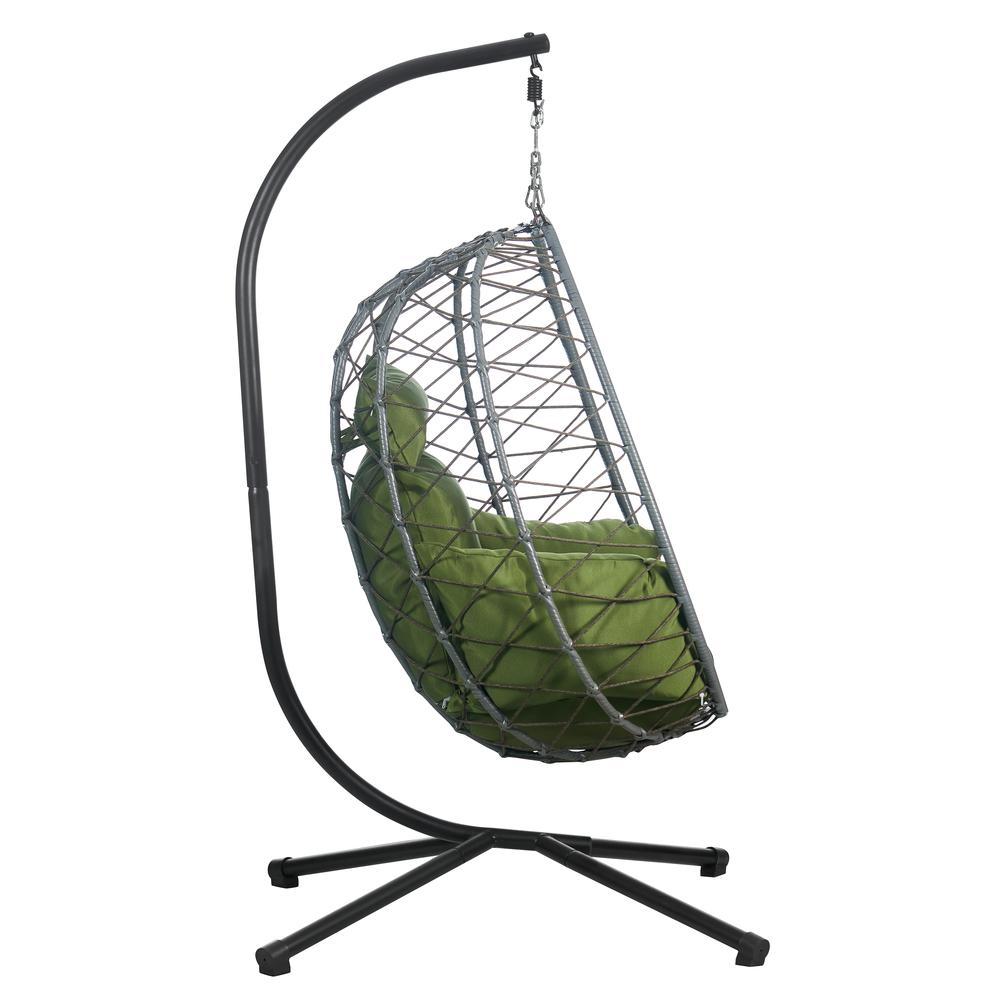 Single Person Egg Swing Chair in Grey Steel Frame With Removable Cushions. Picture 4