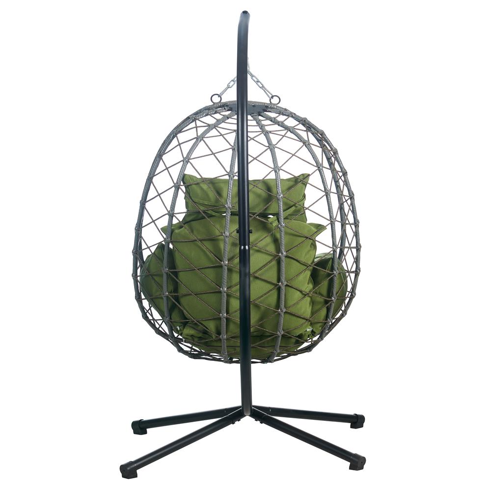 Single Person Egg Swing Chair in Grey Steel Frame With Removable Cushions. Picture 1