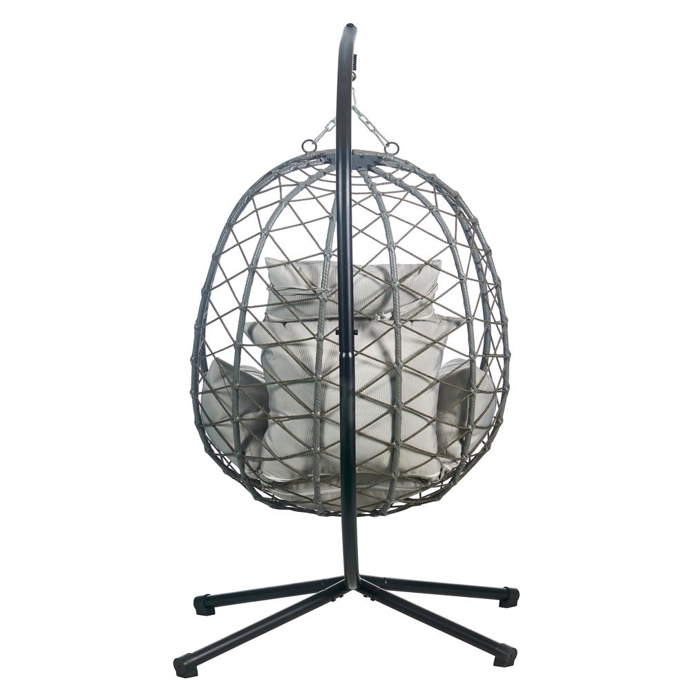 Single Person Egg Swing Chair in Grey Steel Frame With Removable Cushions. Picture 4