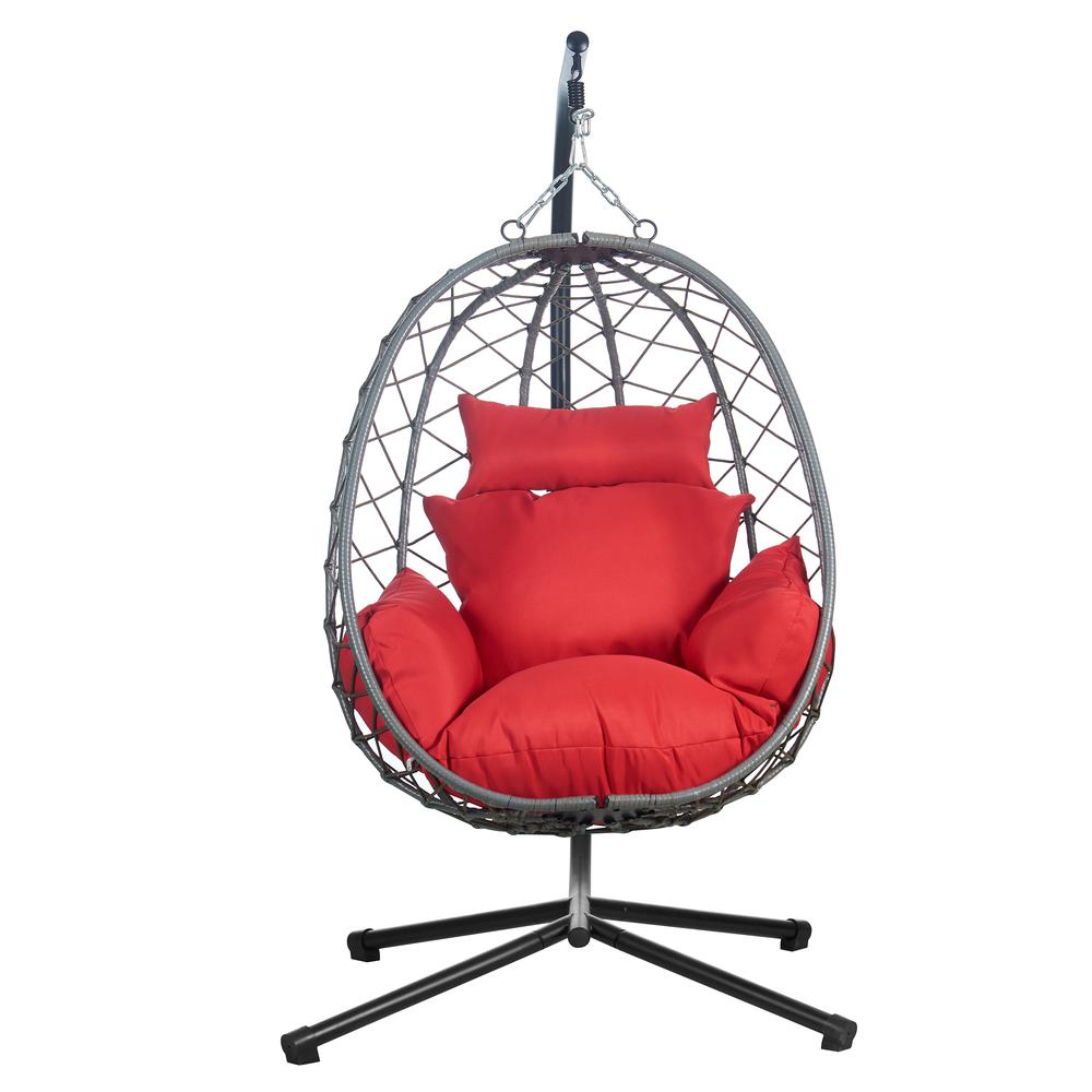 Single Person Egg Swing Chair in Grey Steel Frame With Removable Cushions. Picture 2