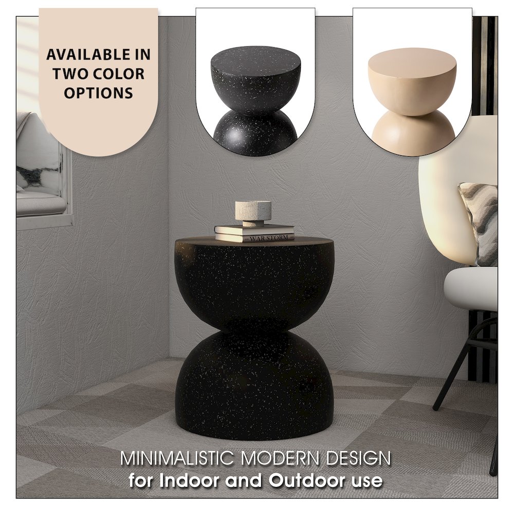 Sage Collection Fiberglass Outdoor Side Table in Black. Picture 6