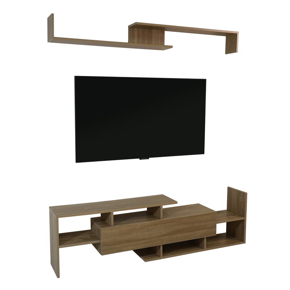 LeisureMod Surrey Modern TV Stand with MDF Shelves and Bookcase. Picture 25
