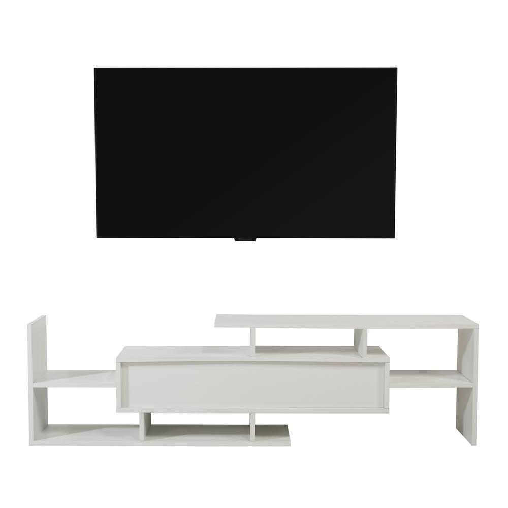 LeisureMod Surrey Modern TV Stand with MDF Shelves and Bookcase. Picture 26