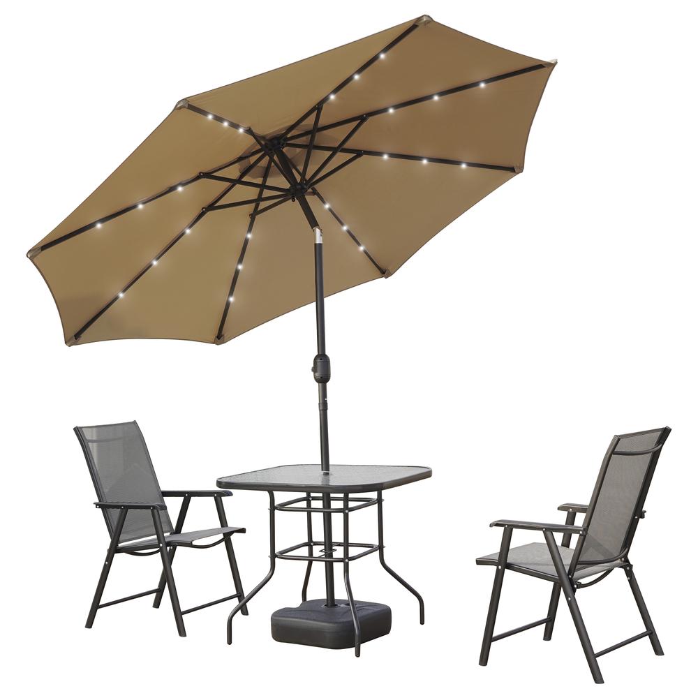 Sierra 9' Outdoor Patio Tilt Market Umbrella with Solar LED Lights. Picture 5