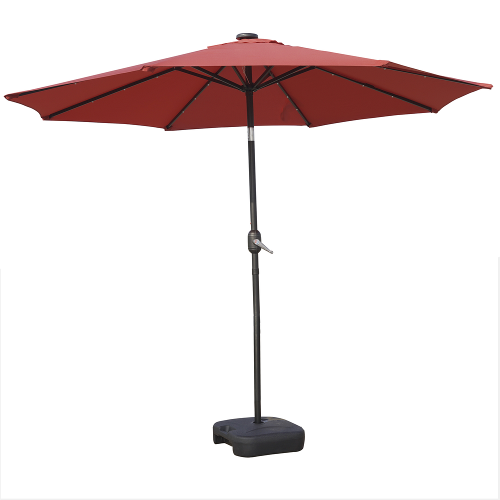 Sierra 9' Outdoor Patio Tilt Market Umbrella with Solar LED Lights. Picture 1