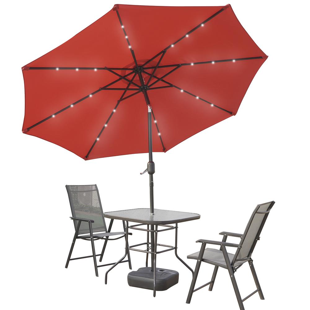 Sierra 9' Outdoor Patio Tilt Market Umbrella with Solar LED Lights. Picture 4