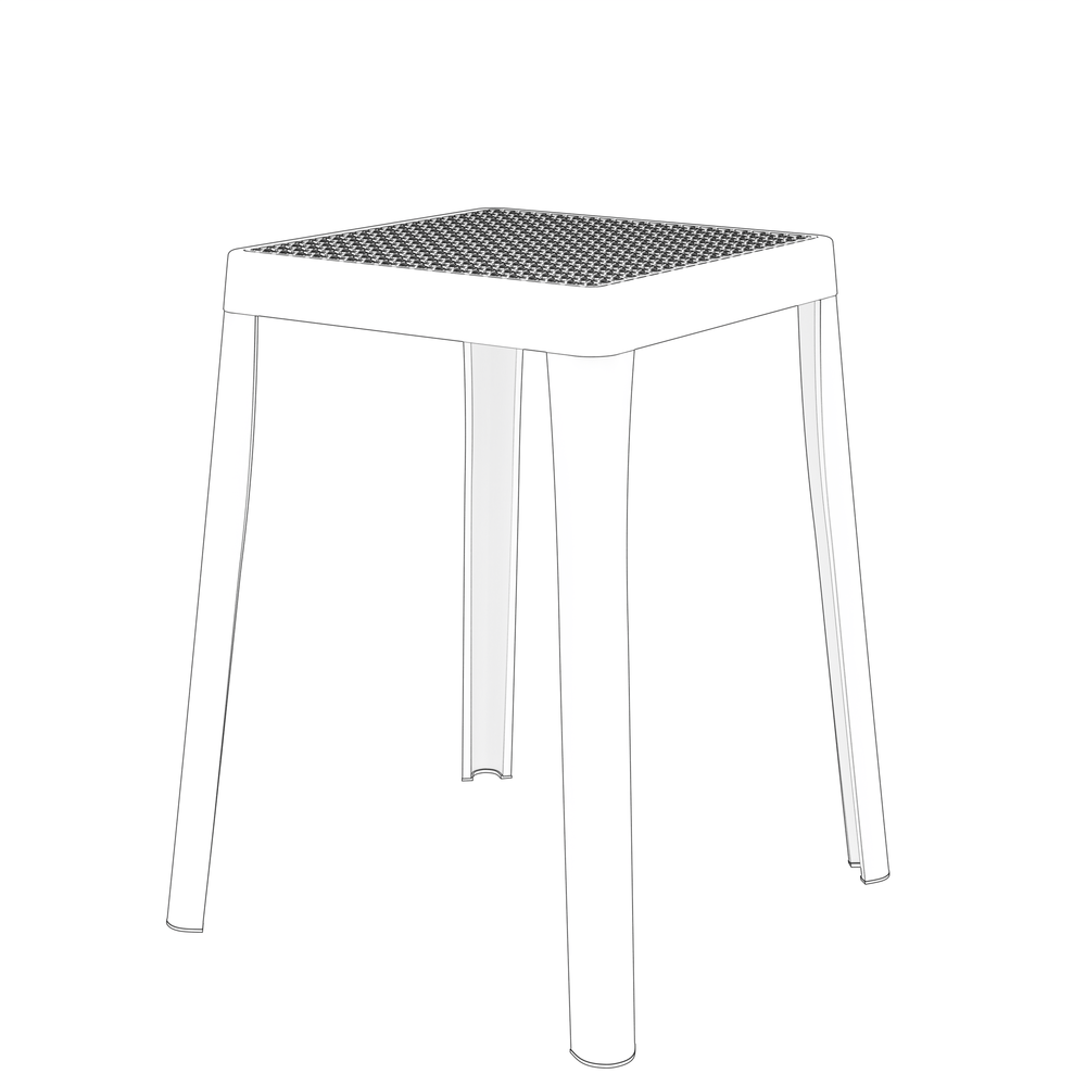 Tresse Series Stackable Poly Stool With Wicker Top 12 in Grey. Picture 4