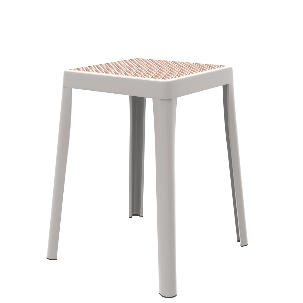 Tresse Series Stackable Poly Stool With Wicker Top 12 in White. Picture 1