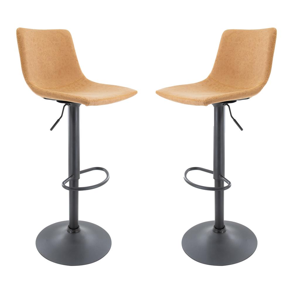 Tilbury Modern Adjustable Bar Stool With Footrest & 360-Degree Swivel Set of 2. Picture 1