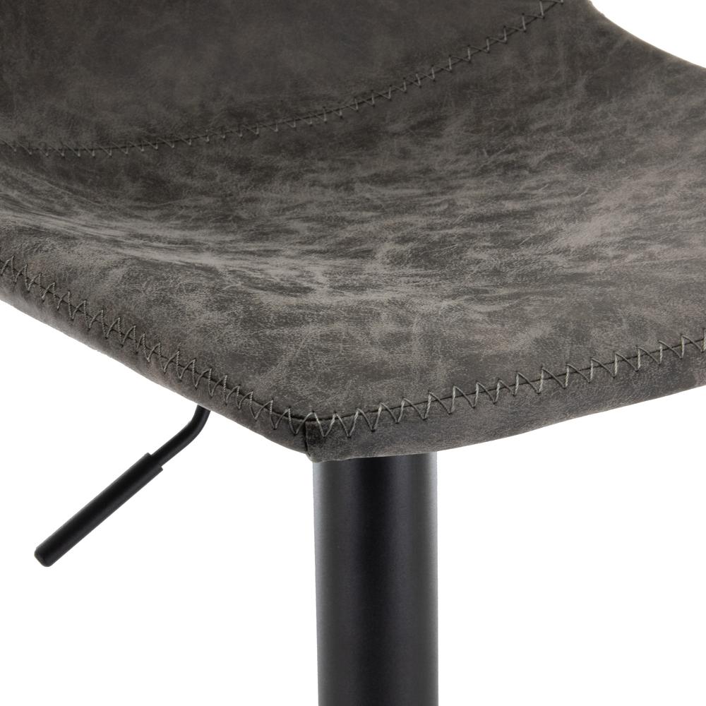 LeisureMod Tilbury Modern Adjustable Bar Stool With Footrest & 360-Degree Swivel Set of 2 Grey. Picture 5