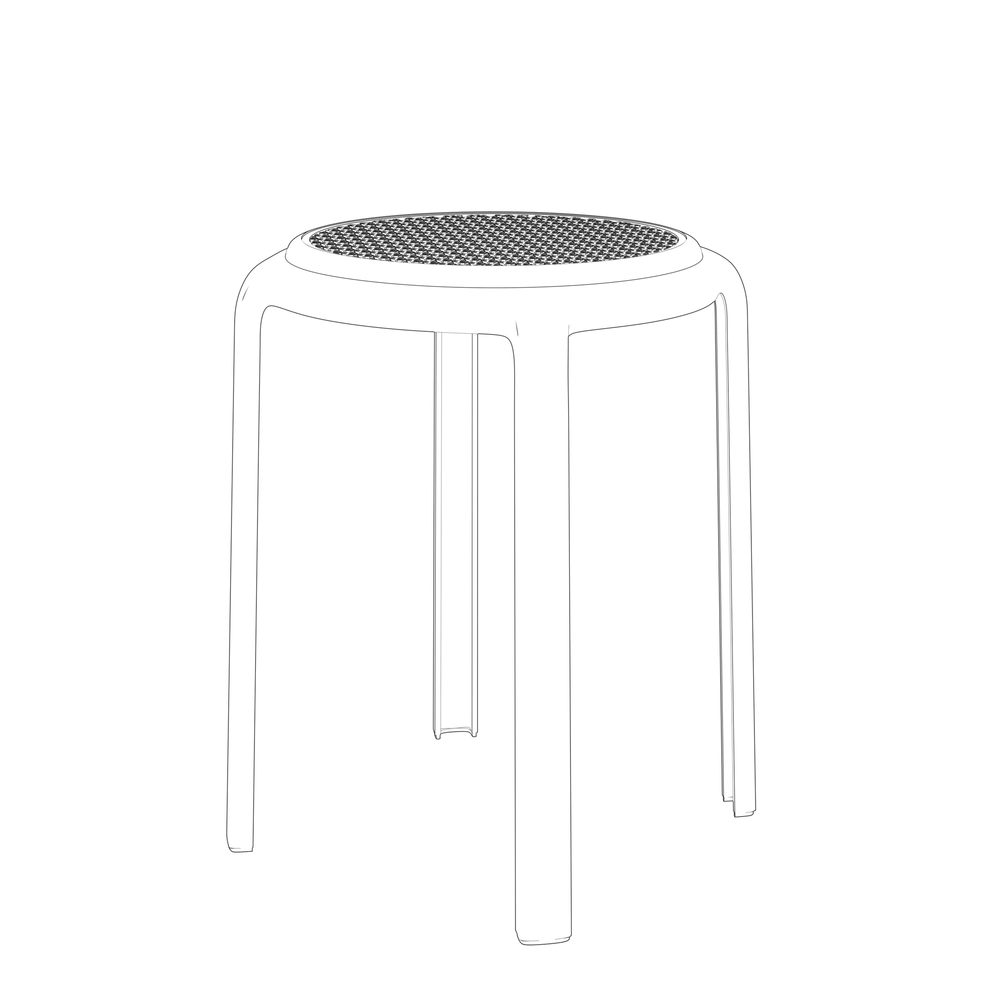 Tresse Series Stackable Round Poly Stool With Wicker Top 13 in White. Picture 5