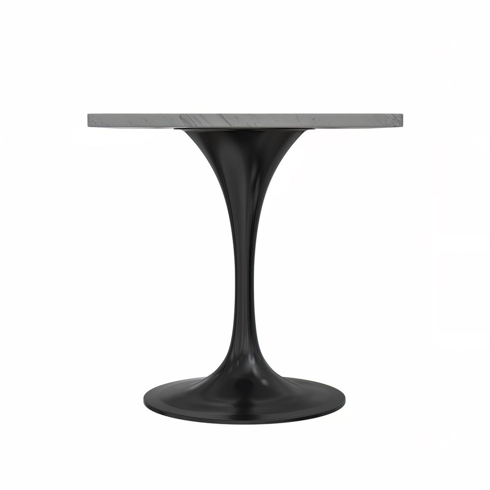 27 Square Dining Table, Black Base with Laminated White Marbleized Top. Picture 2
