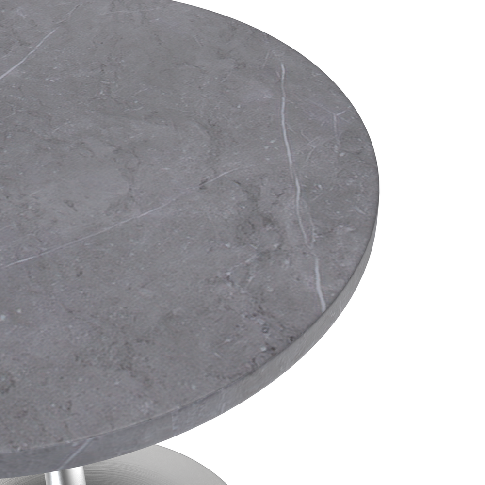 27 Round Dining Table, Brushed Chrome Base with Sintered Stone Grey Top. Picture 3