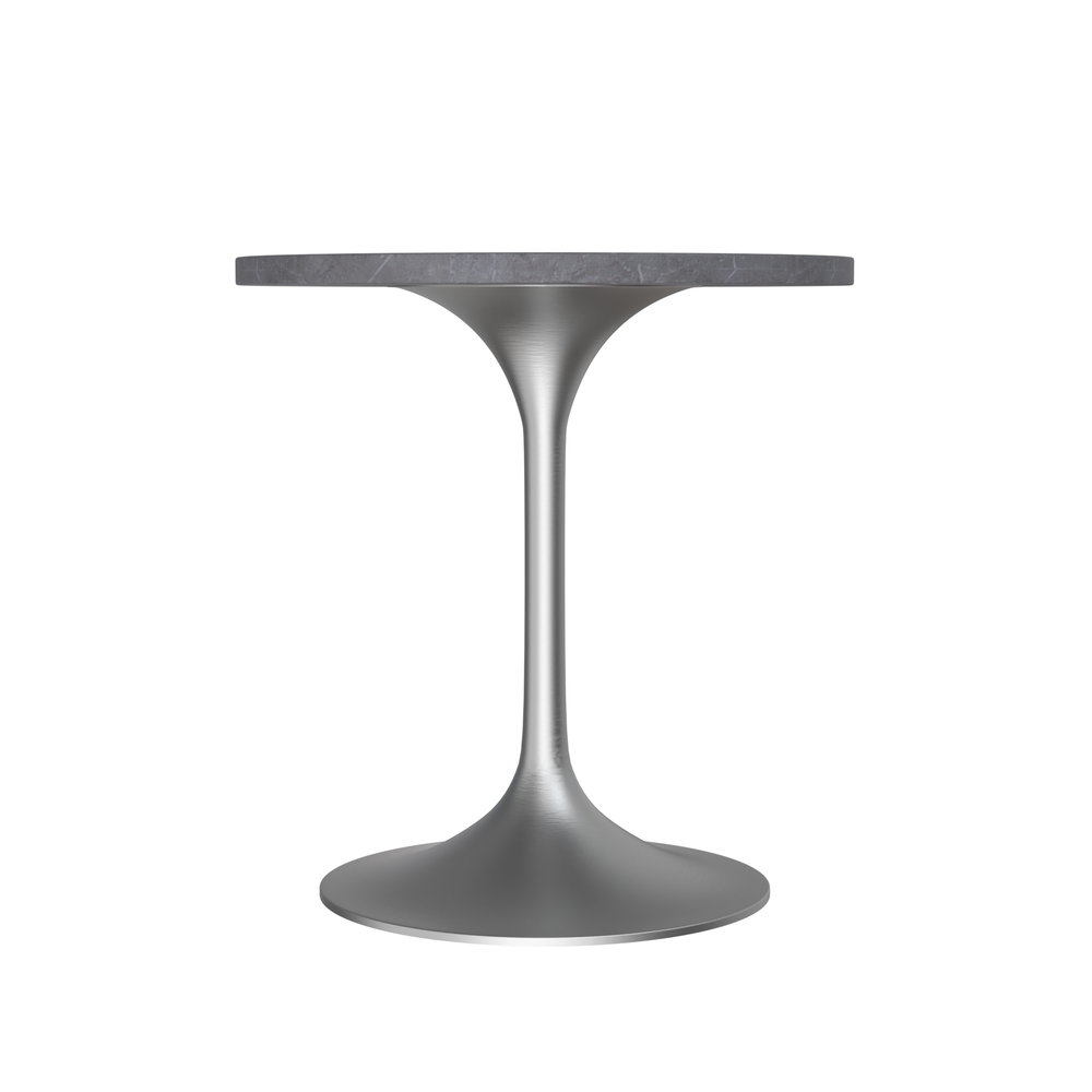 27 Round Dining Table, Brushed Chrome Base with Sintered Stone Grey Top. Picture 2