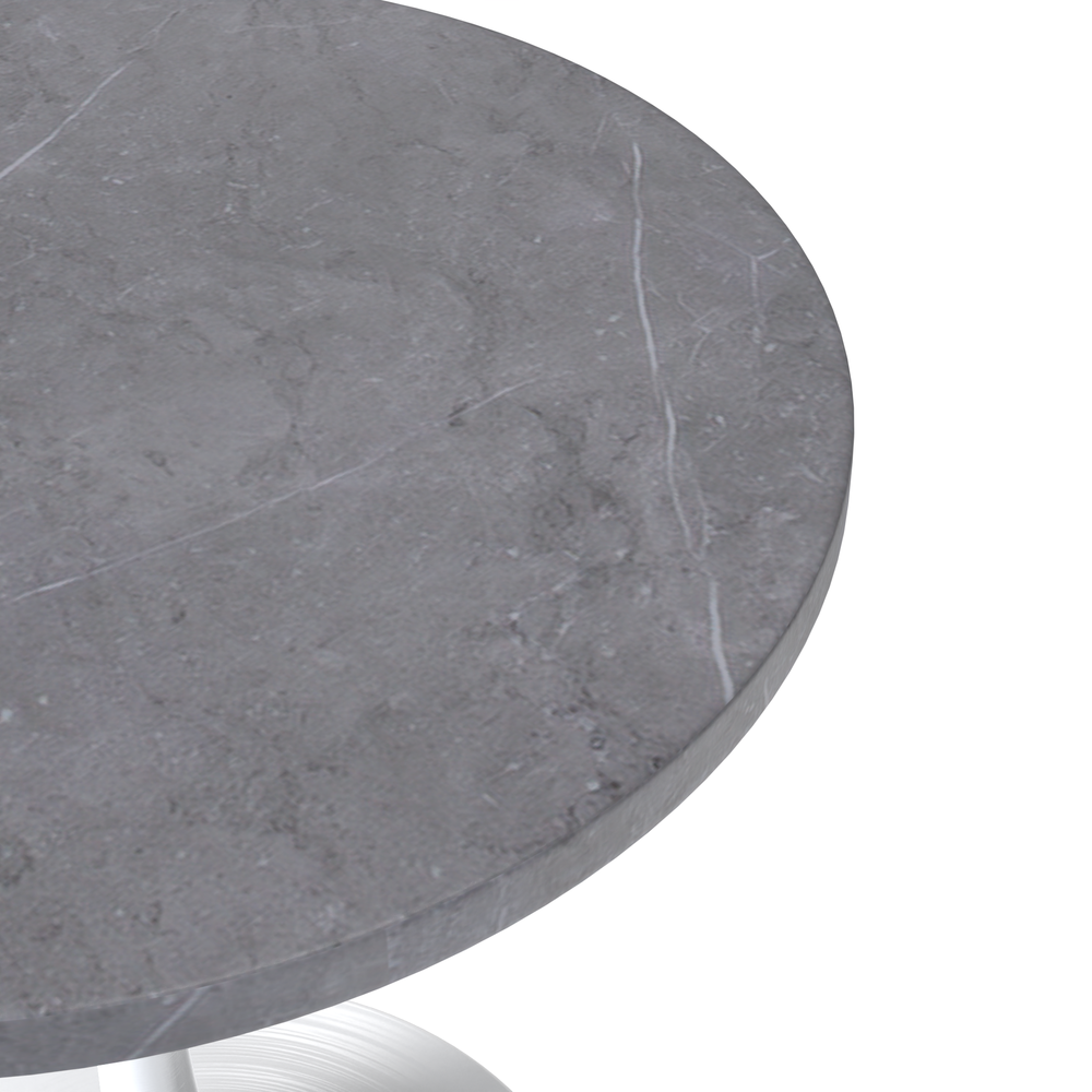 Verve Collection 27 Round Dining Table, White Base with Sintered Stone Grey Top. Picture 5