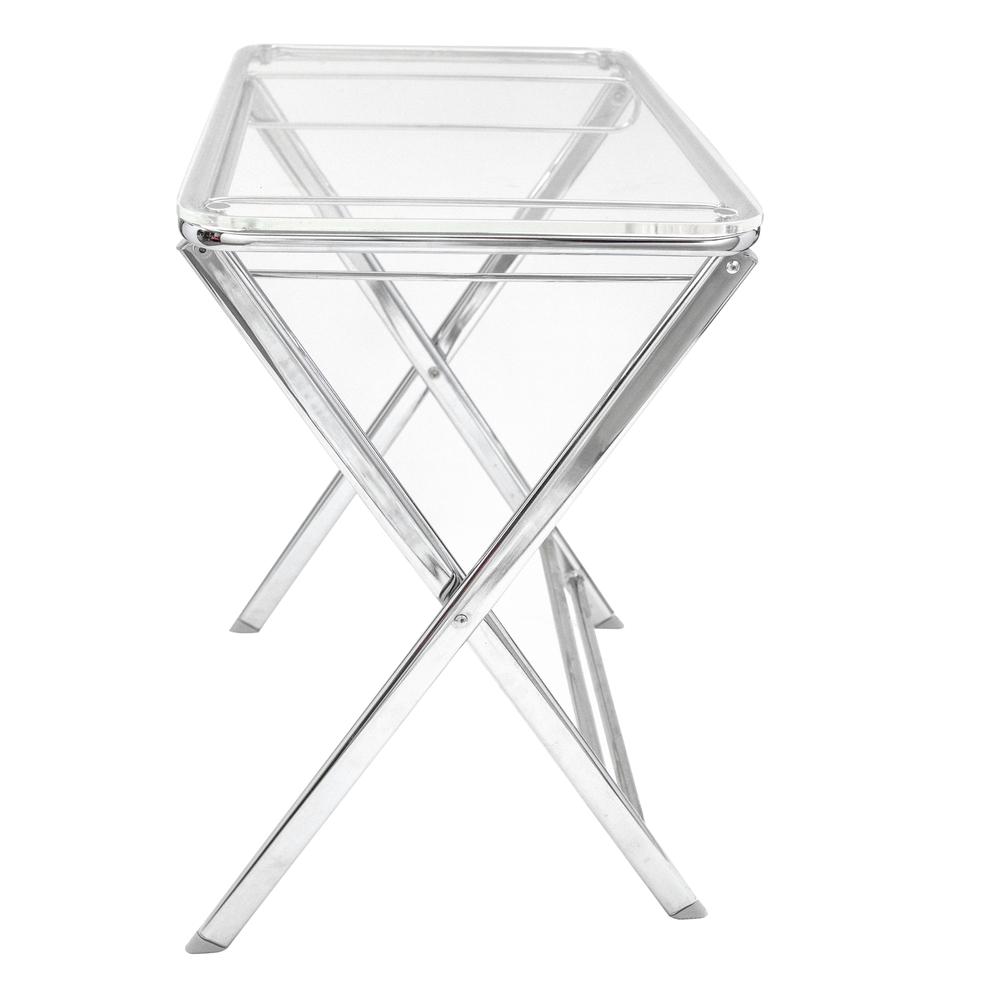 Victorian Modern Folding Side Table with Chrome Legs. Picture 3