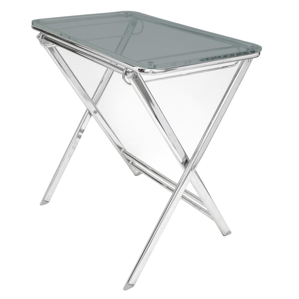 Victorian Modern Folding Side Table with Chrome Legs. Picture 1