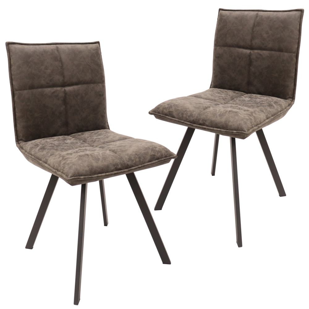 Wesley Modern Leather Dining Chair With Metal Legs Set of 2. Picture 1