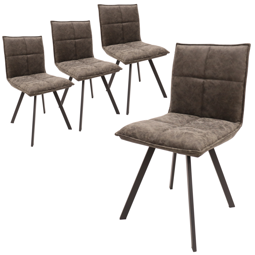 Wesley Modern Leather Dining Chair With Metal Legs Set of 4. Picture 1