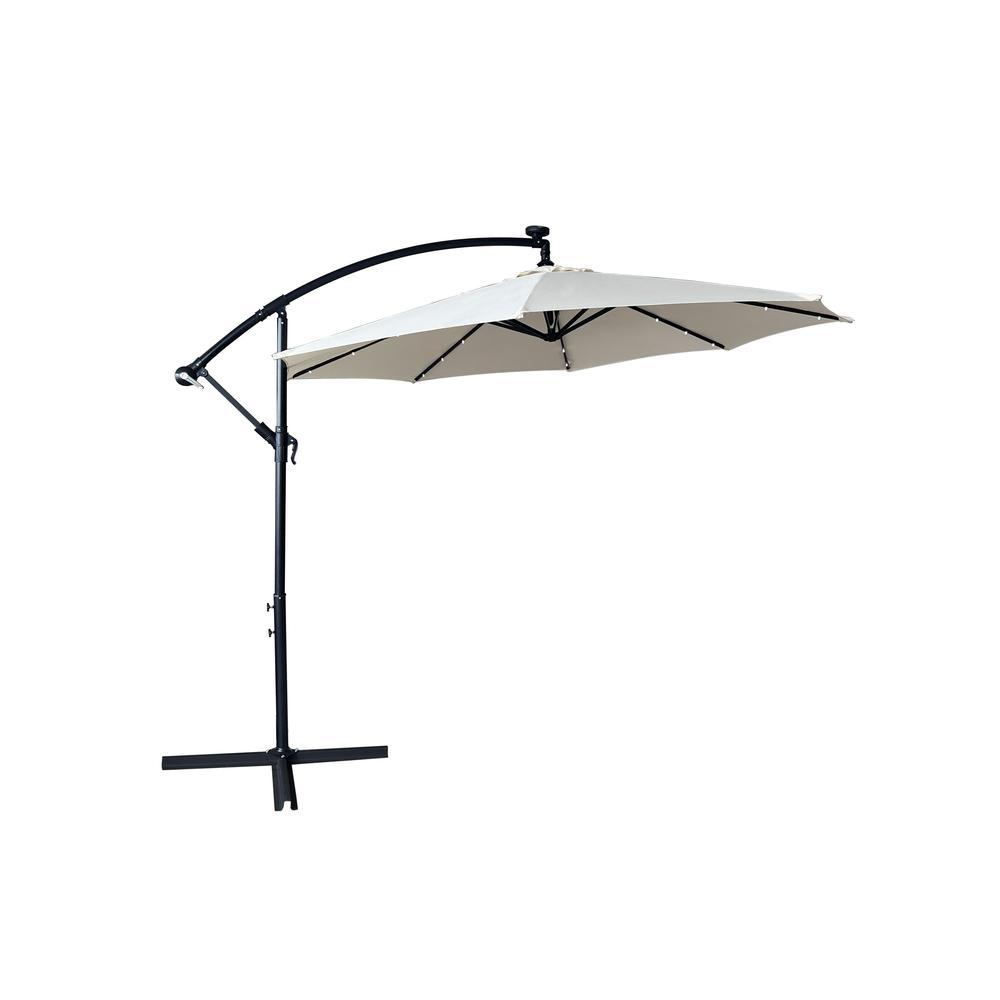 Outdoor 10 Ft Offset Cantilever Hanging Patio Umbrella With Solar Powered LED. Picture 2