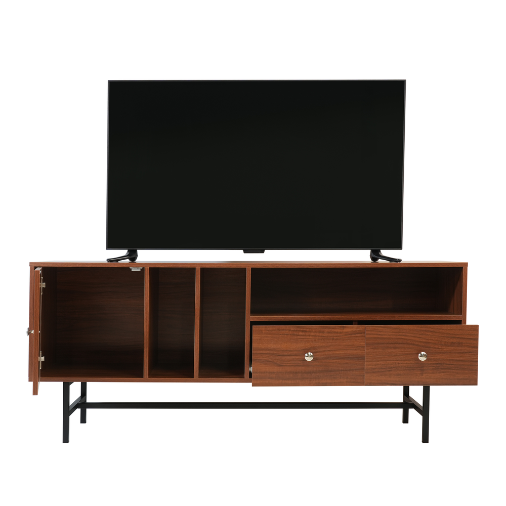 Rectangular TV Stand with Enclosed Storage and Powder Coated Iron Legs. Picture 21