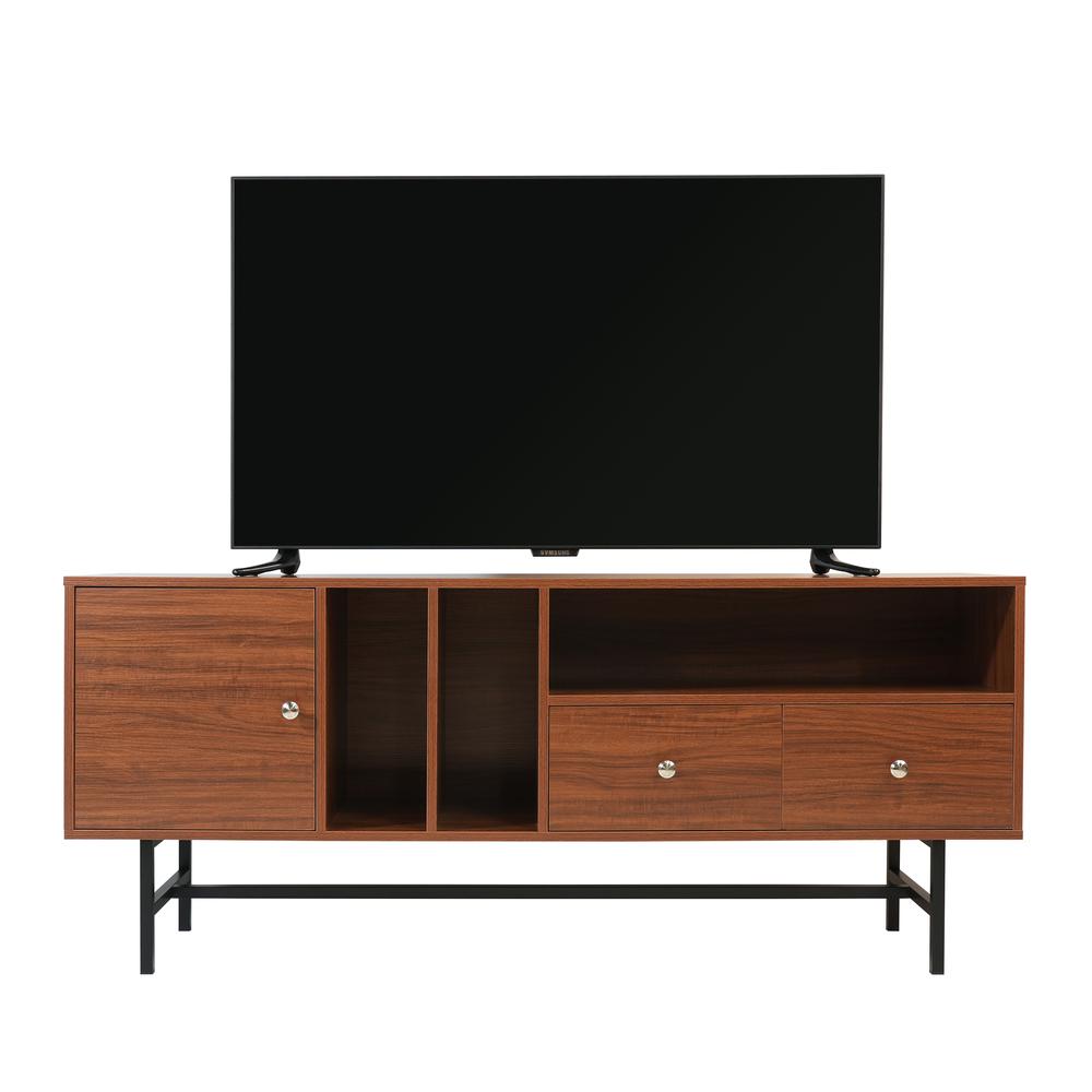 Rectangular TV Stand with Enclosed Storage and Powder Coated Iron Legs. Picture 18