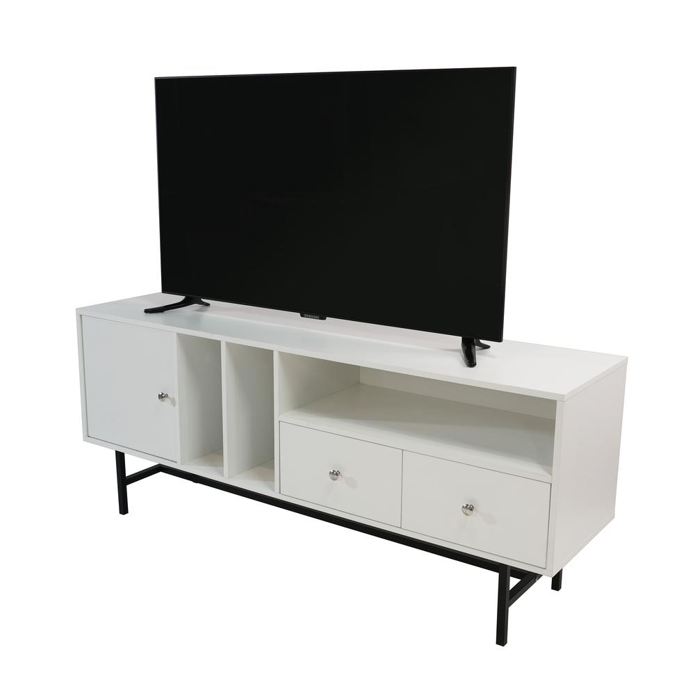 Rectangular TV Stand with Enclosed Storage and Powder Coated Iron Legs. Picture 25
