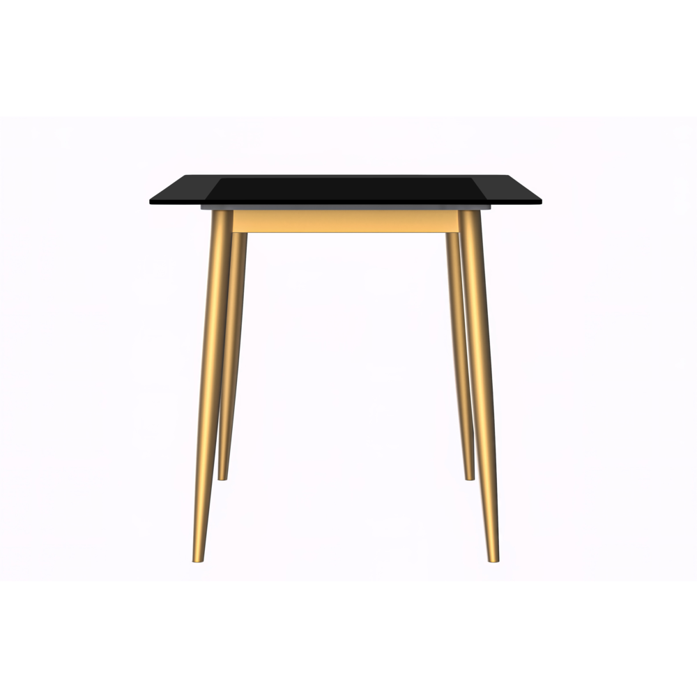 Zayle Series Modern Dining Table Brushed Gold Base, With 71 Black Glass Top. Picture 6