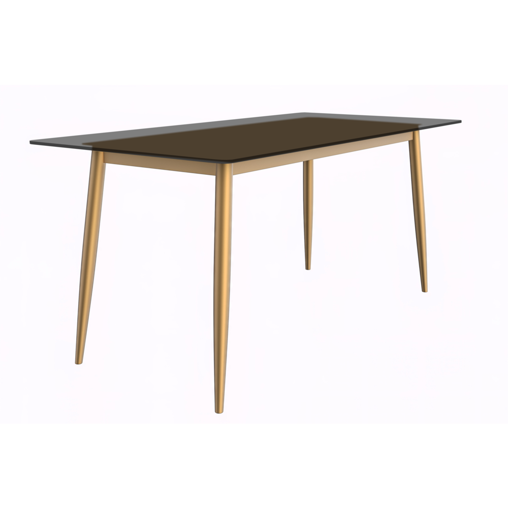 Zayle Series Modern Dining Table Brushed Gold Base, With 71 Clear Glass Top. Picture 5