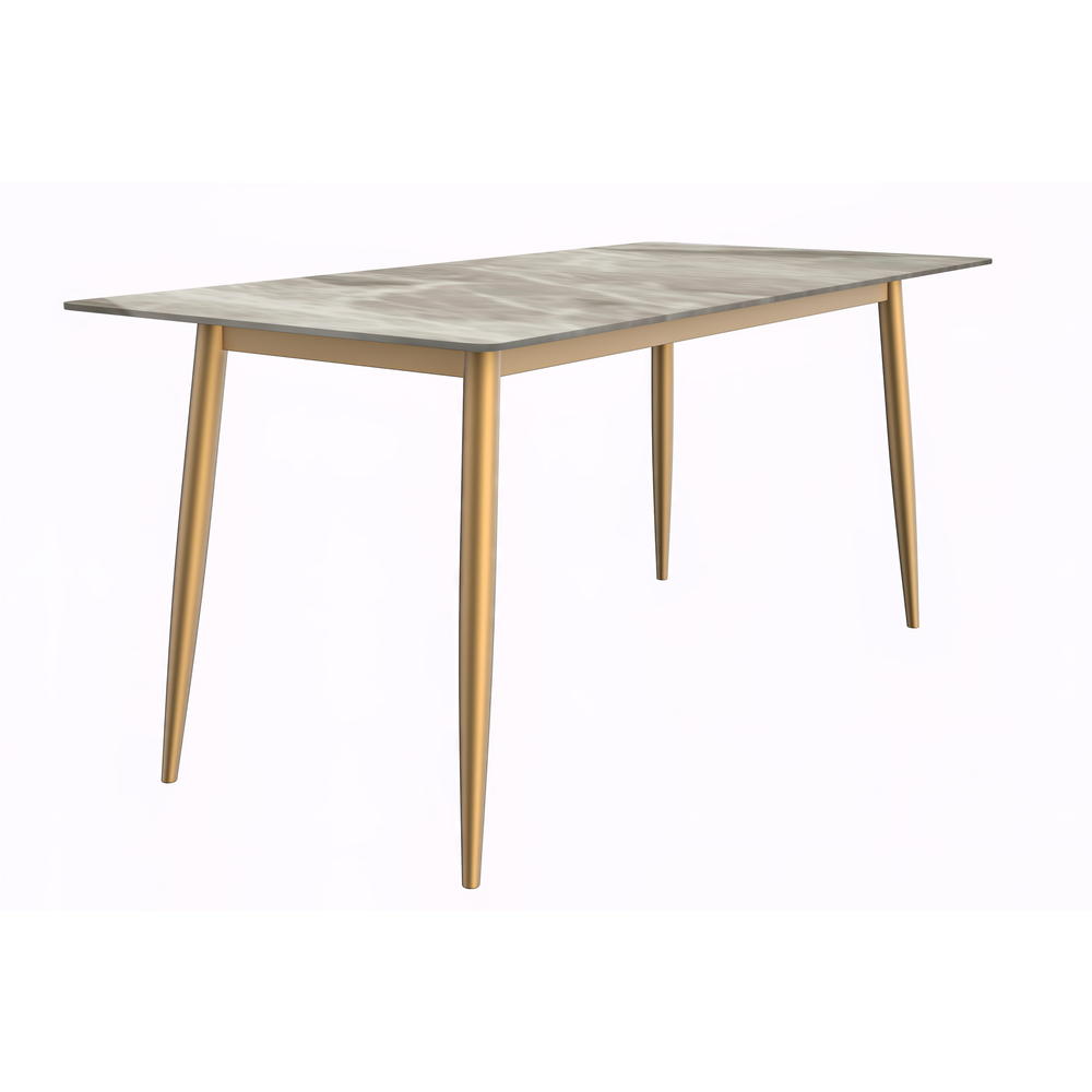 Modern Dining Table Brushed Gold Base, With 71 Deep Grey Sintered Stone Top. Picture 6