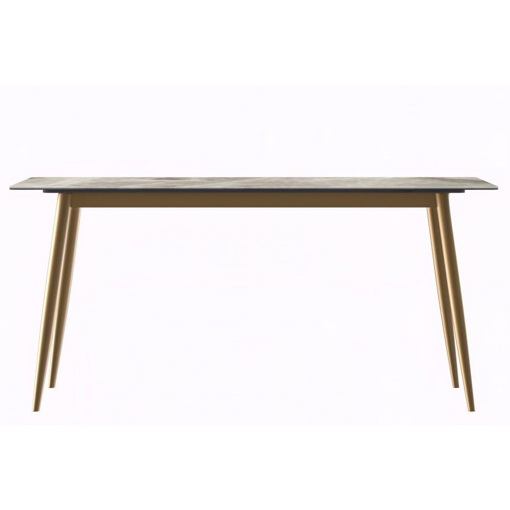Modern Dining Table Brushed Gold Base, With 71 Deep Grey Sintered Stone Top. Picture 7