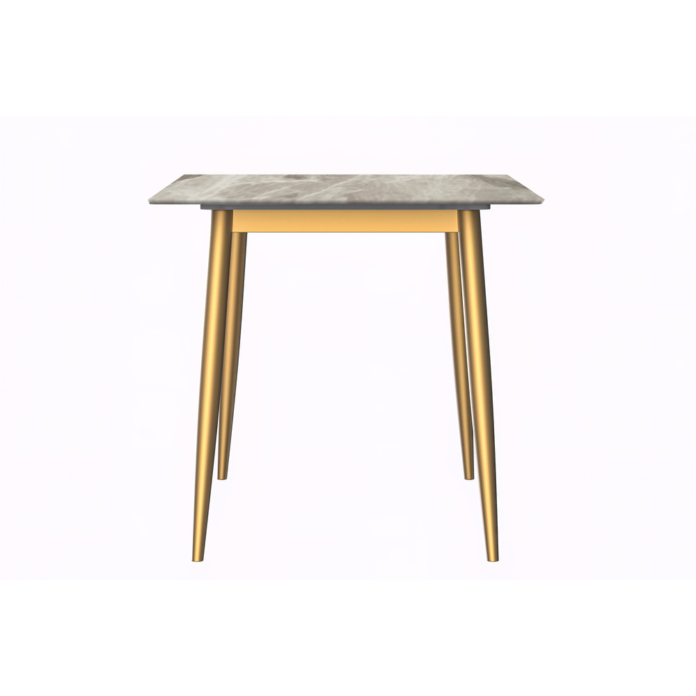 Modern Dining Table Brushed Gold Base, With 71 Deep Grey Sintered Stone Top. Picture 5