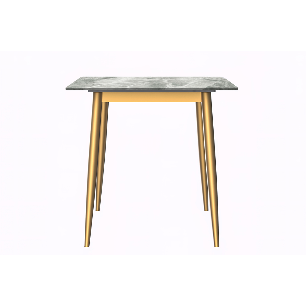 Modern Dining Table Brushed Gold Base, With 71 Light Grey Sintered Stone Top. Picture 5