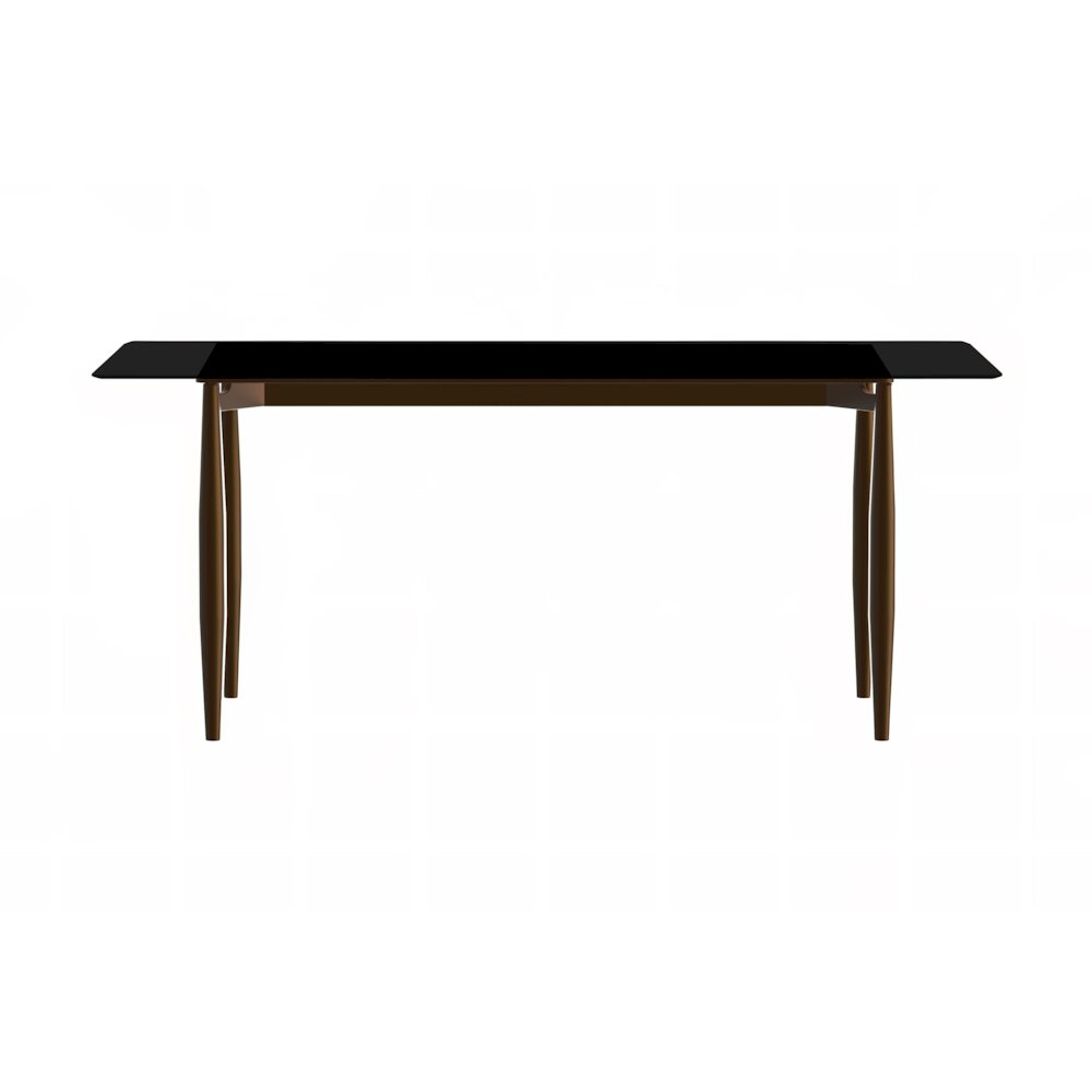 Zinti Series Modern Dining Table Bronze Base, With 55" Black Glass Top. Picture 5