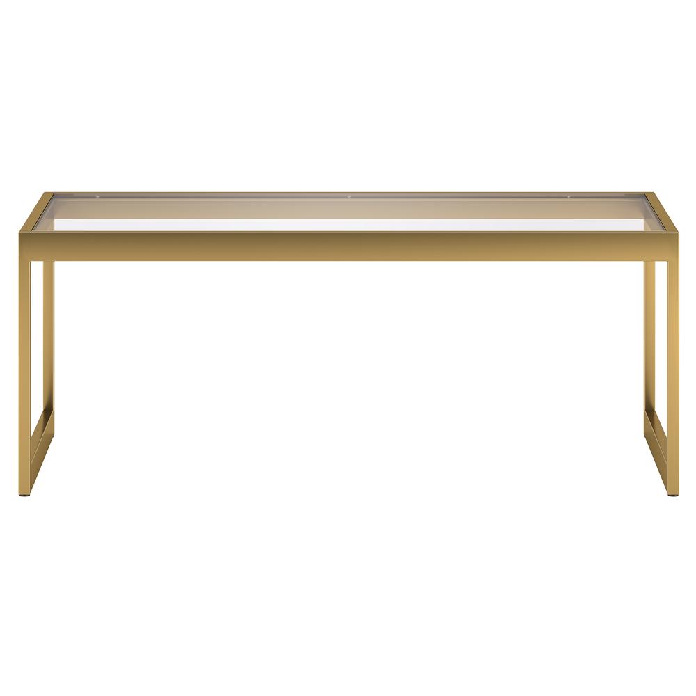 Ezra 45" Wide Rectangular Coffee Table in Deep Gold. Picture 3