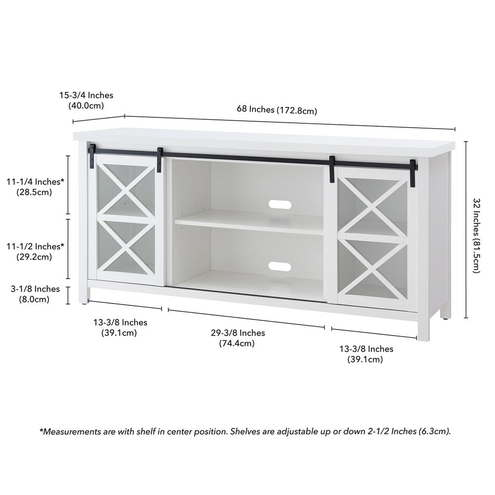 Clementine Rectangular TV Stand for TV's up to 80" in White. Picture 5