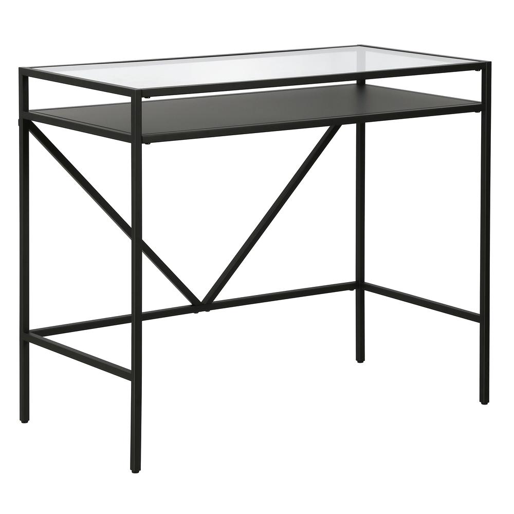 Baird Rectangular 36'' Wide Desk with Metal Shelf in Blackened Bronze. Picture 1