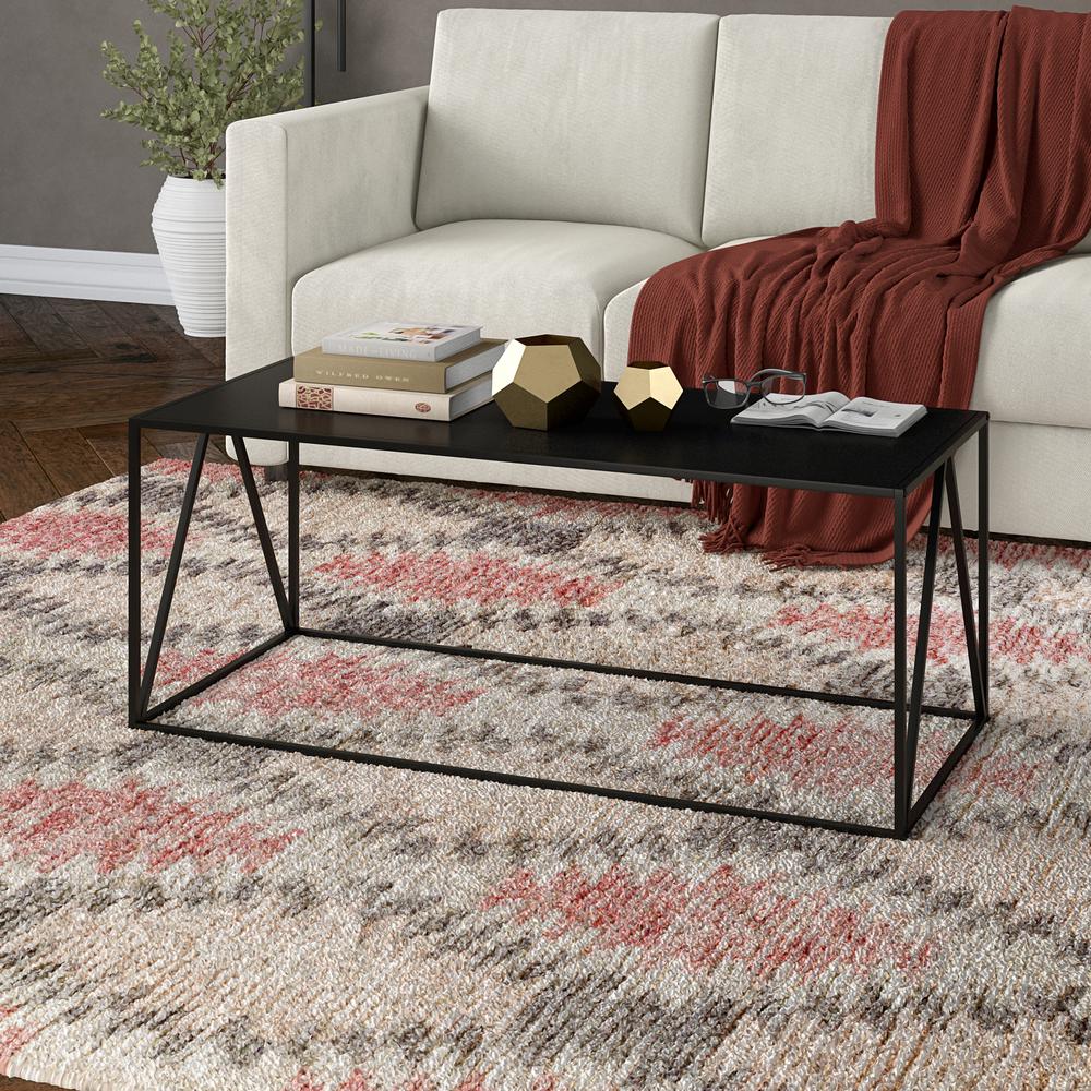 Pia 45" Wide Rectangular Coffee Table in Blackened Bronze. Picture 2