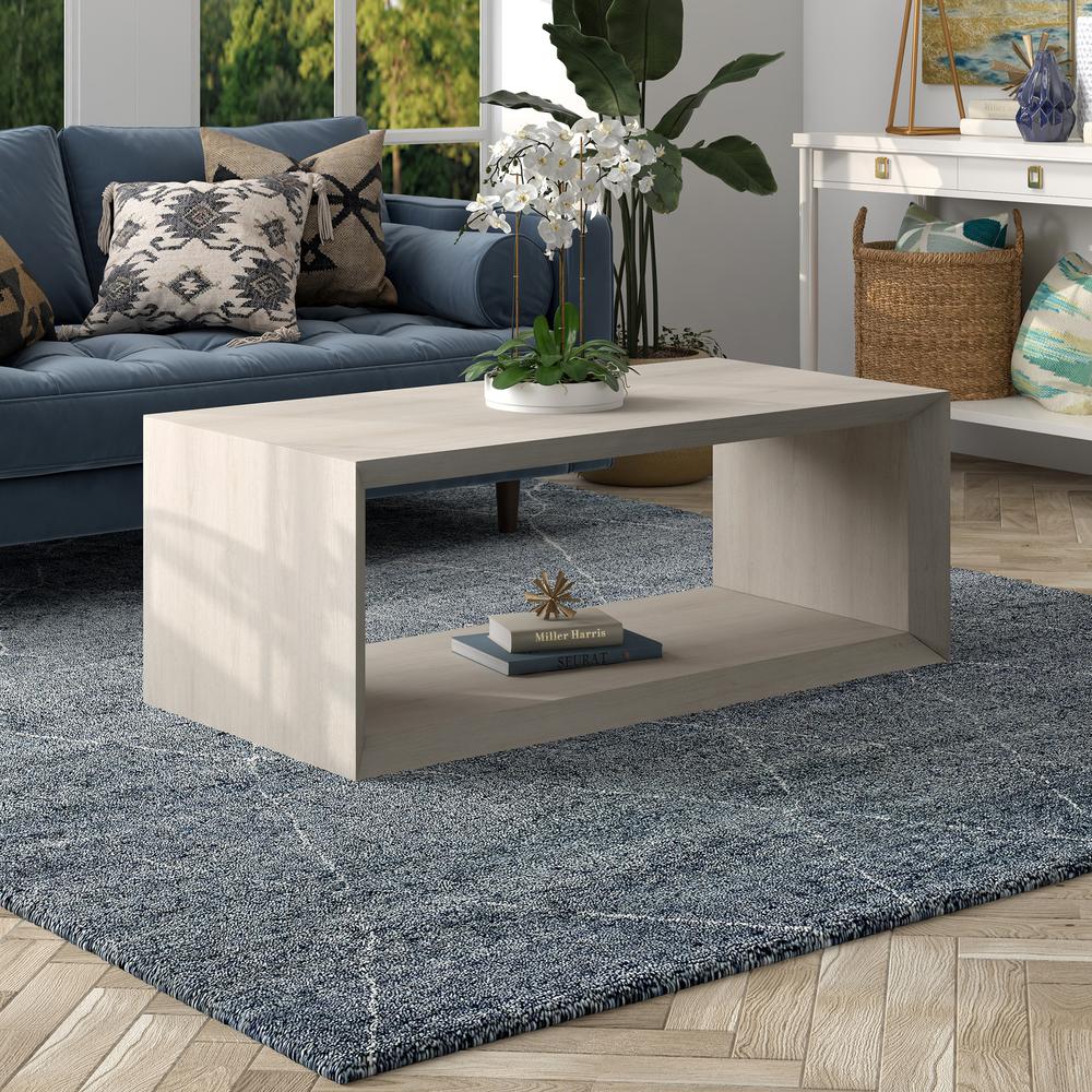 Osmond 48" Wide Rectangular Coffee Table in Alder White. Picture 2