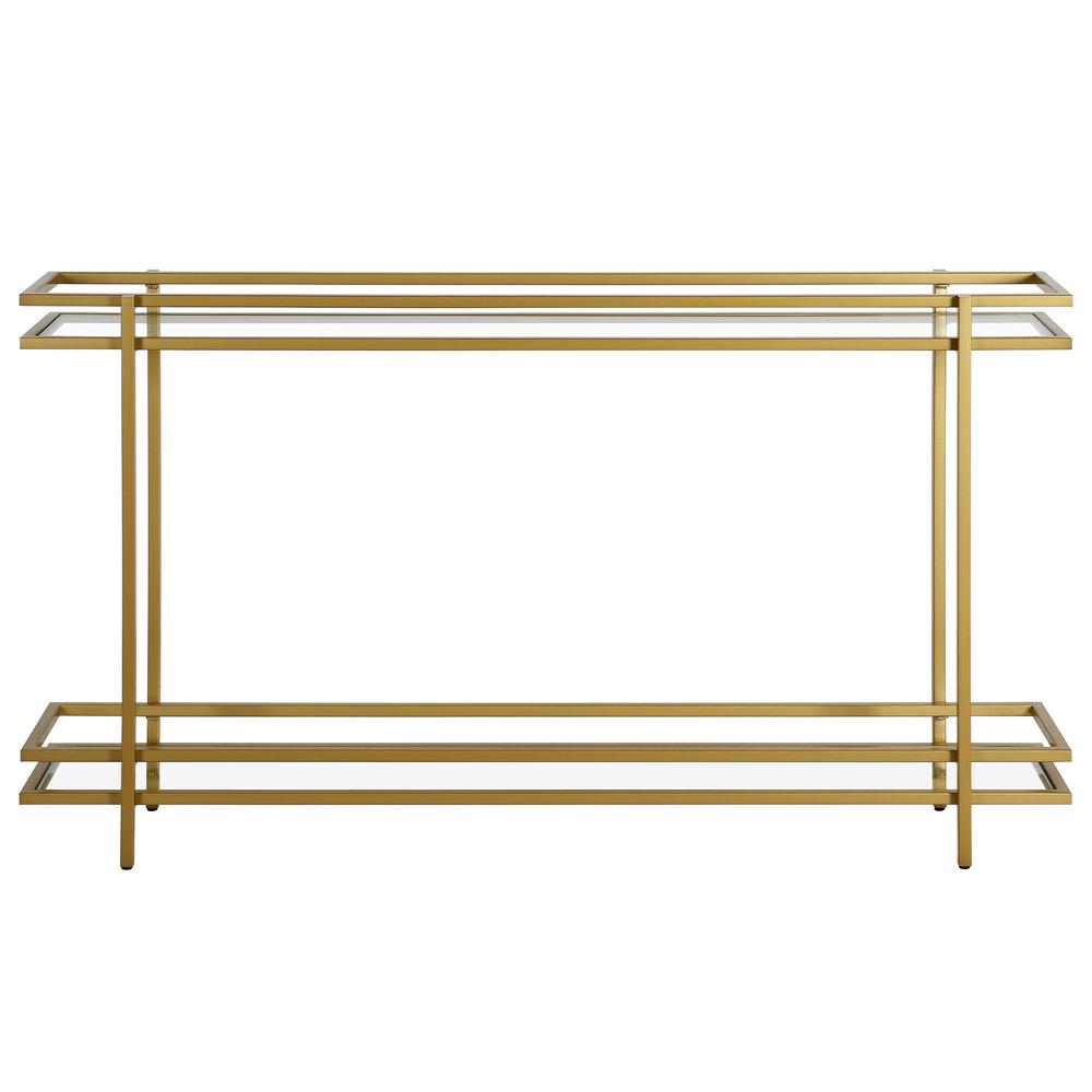 Robillard 25'' Wide Rectangular Console Table in Brass. Picture 3
