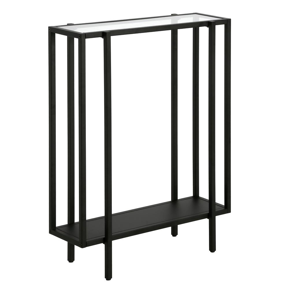 Vireo 22'' Wide Rectangular Console Table with Metal Shelf in Blackened Bronze. Picture 1