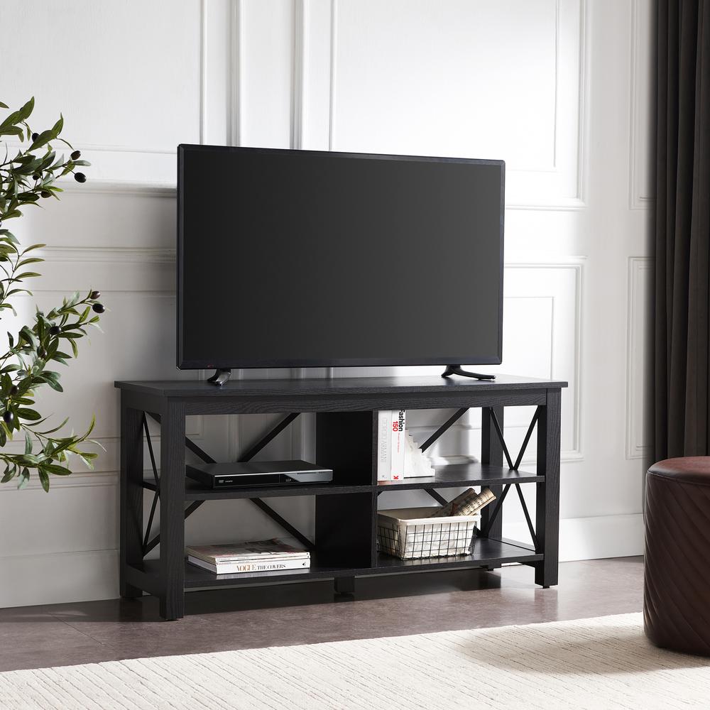 Sawyer Rectangular TV Stand for TV's up to 55" in Black. Picture 2