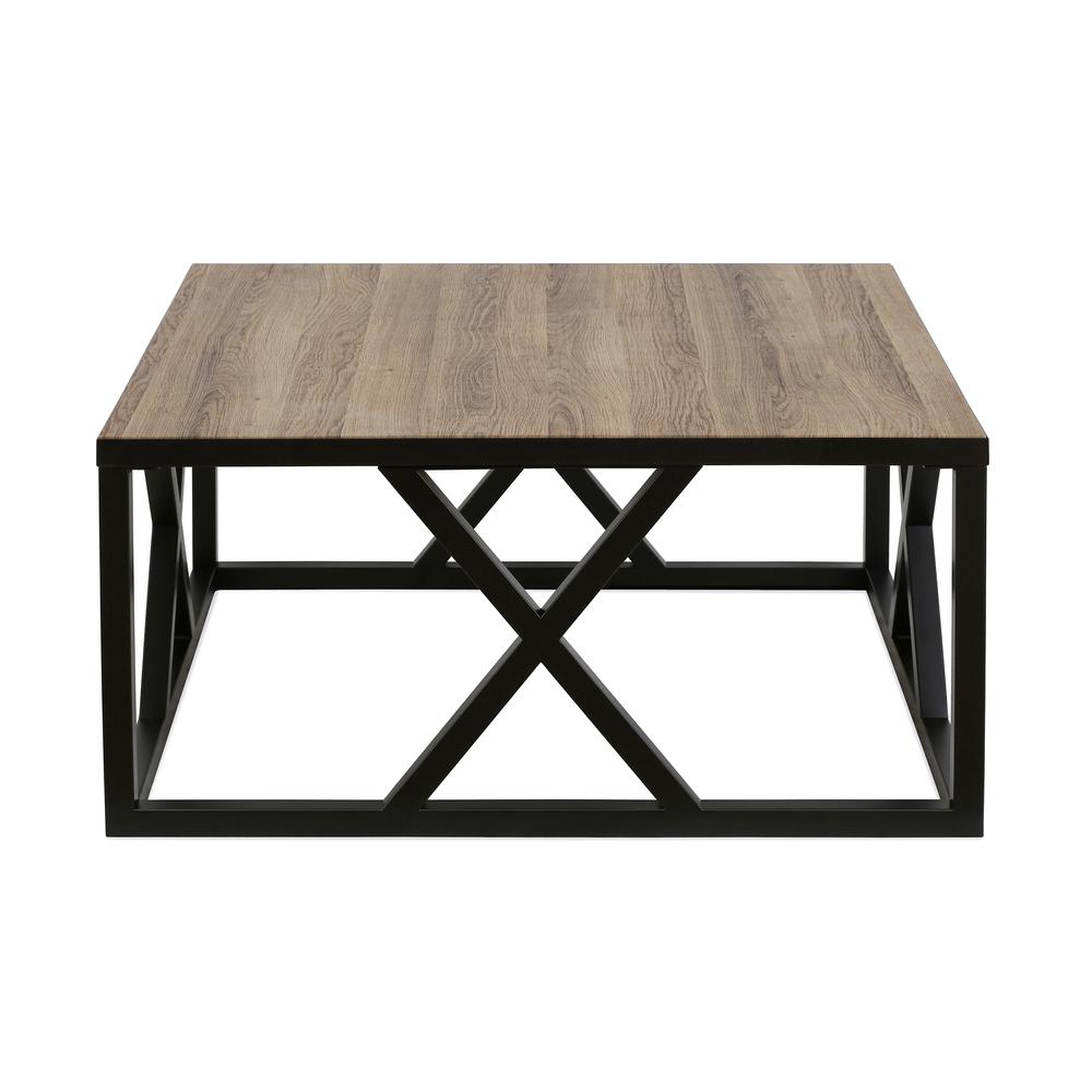 Jedrek 35'' Wide Square Coffee Table in Blackened Bronze/Rustic Oak. Picture 3