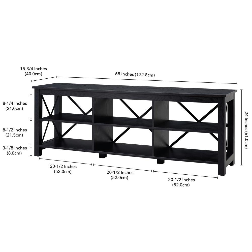 Sawyer Rectangular TV Stand for TV's up to 80" in Black. Picture 6