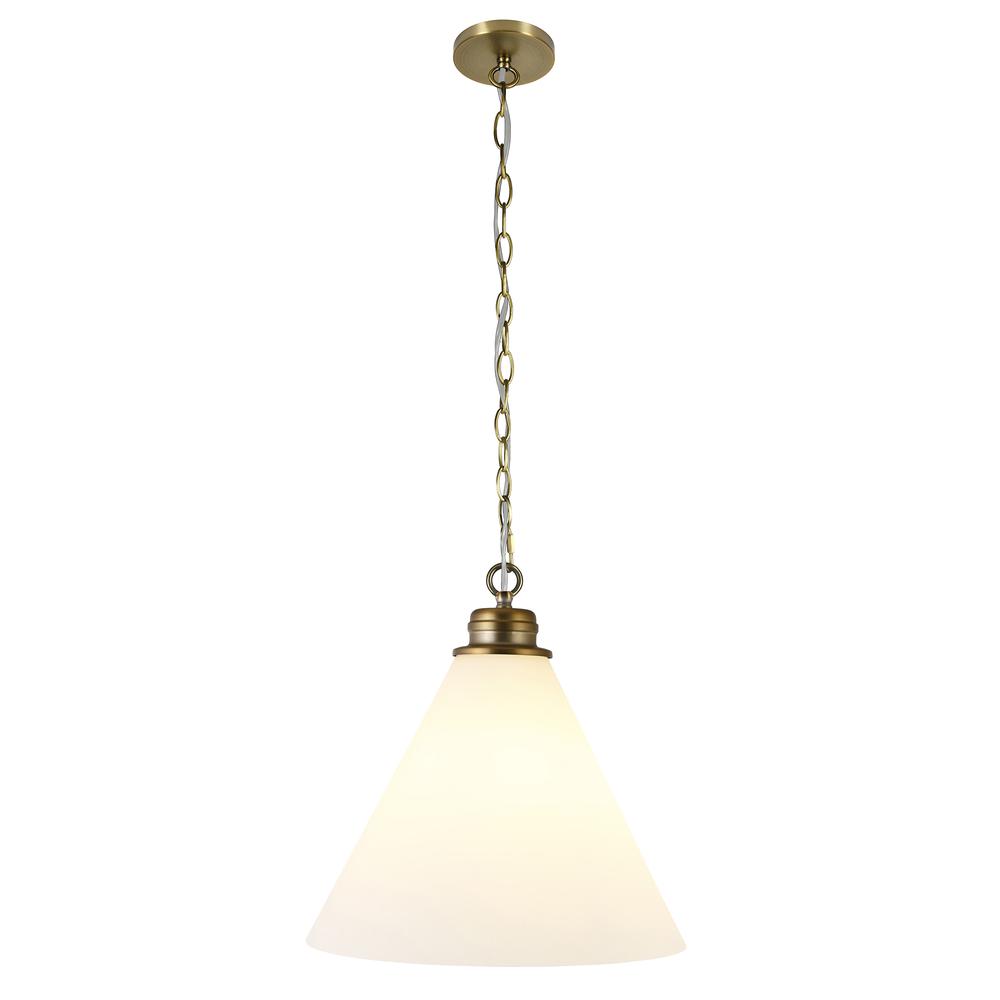 Canto 15.88" Wide Pendant with Glass Shade in Brass/White Milk. Picture 3