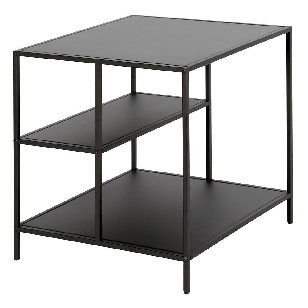 Winthrop 20'' Wide Square Side Table with Metal Shelves in Blackened Bronze. Picture 1