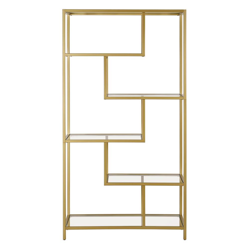 Isla 68'' Tall Rectangular Bookcase in Gold. Picture 3